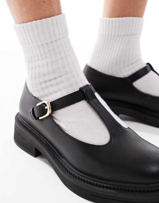 London Rebel Sophia chunky mary jane shoes in black