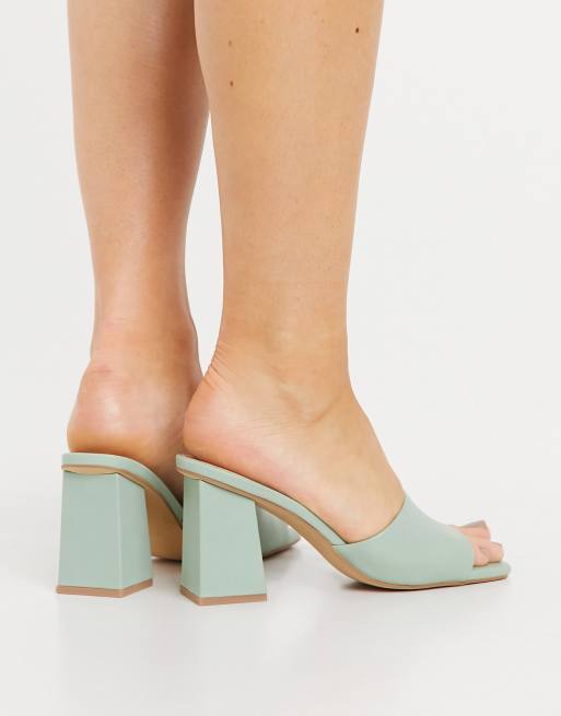 London rebel square clearance toe block heels