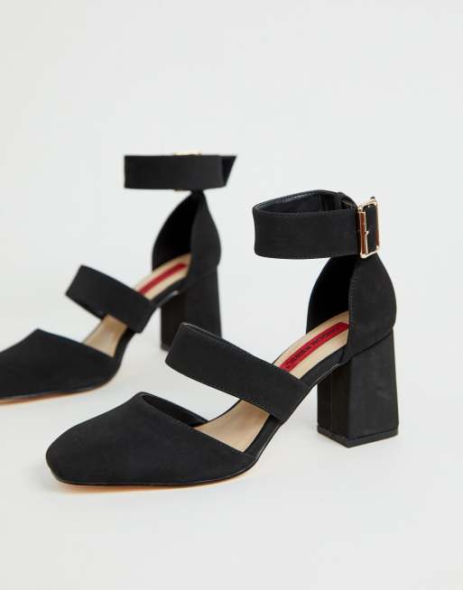 london rebel square toe block heels