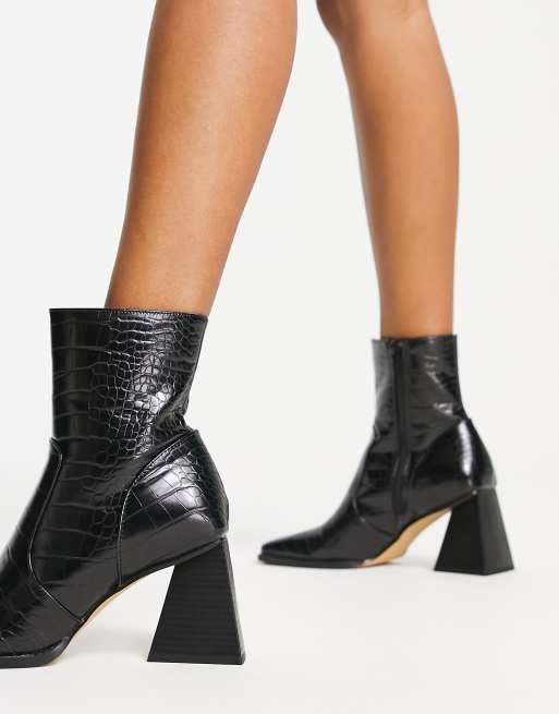 London Rebel Block Heeled Ankle Boots