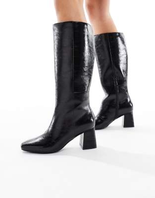 London Rebel - Stiefel in Schwarz mit Blockabsatz