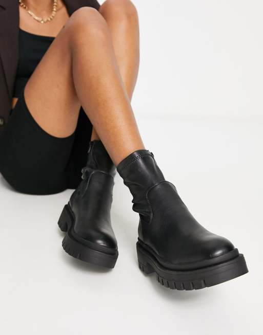 London Rebel – Stiefel in Schwarz mit weichem Schaft und dicker