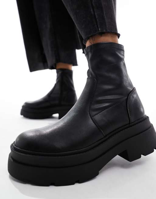 London Rebel – Stiefel in Schwarz mit weichem Schaft und dicker