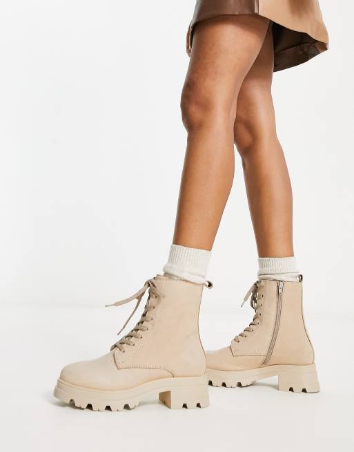 London Rebel - Stivaletti stringati in pelle color cammello, 2 di 4