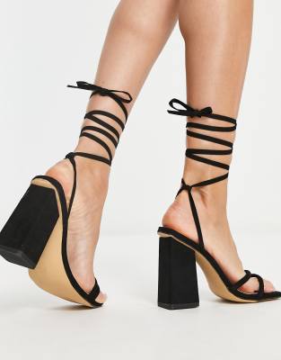 cheap black block heels