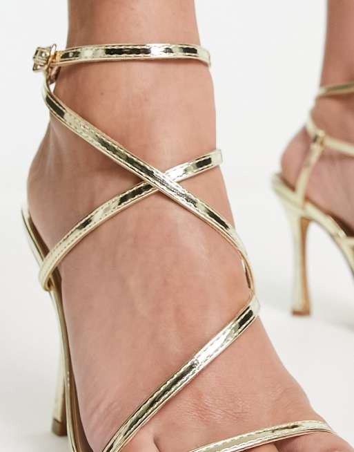 Gold strappy heels 3 on sale inch