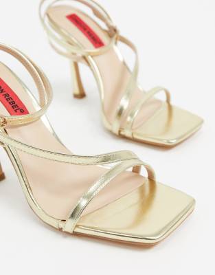 strappy square toe heels