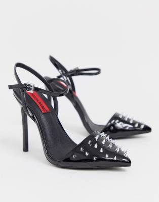 black studded stiletto heels