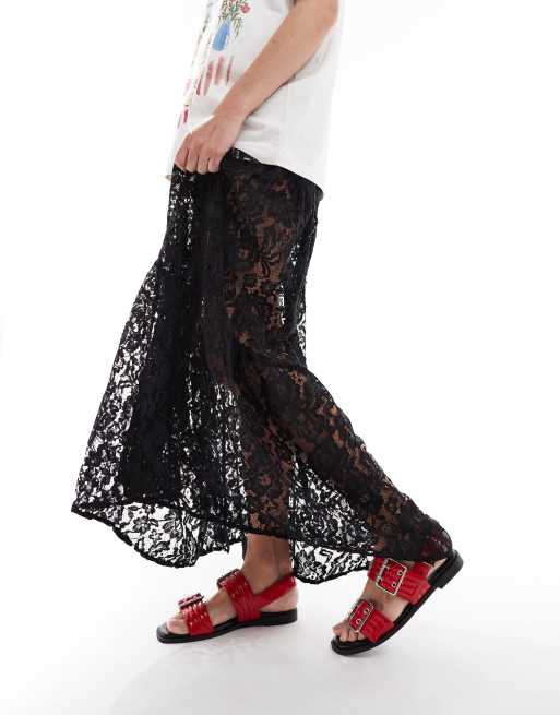 London Rebel studded buckle detail sandals in red