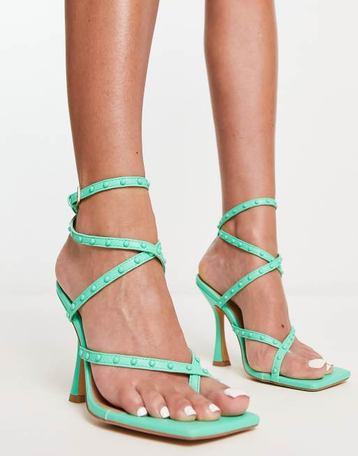 Green hot sale strappy shoes