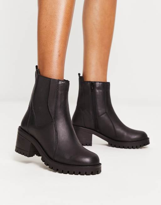 London Rebel – Svarta chelseaboots i läder med klackar