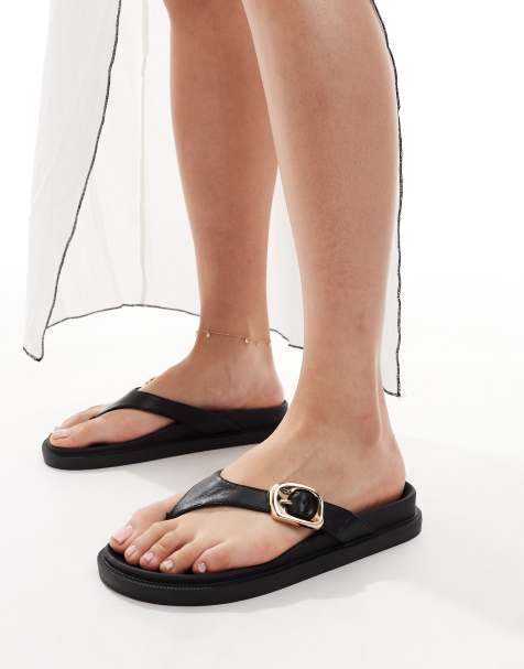 London Rebel - Teensandalen met brede pasvorm en gesp in zwart - view 1