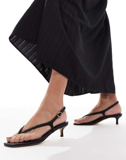 London Rebel - Teensandalen met hak en bandjesdetail in zwart - view 1