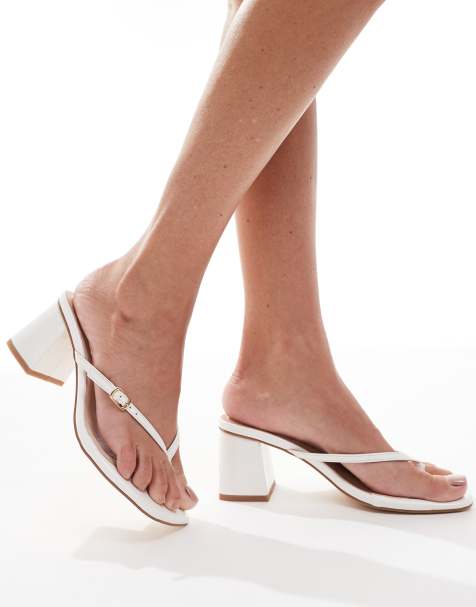 London Rebel - Teensandalen met hak en gespdetail in wit - view 1