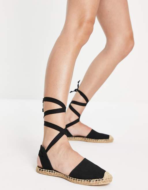 London Rebel flat espadrilles in black | ASOS