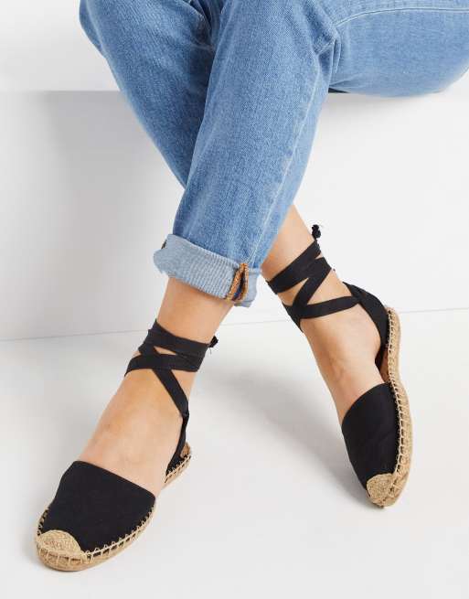 Flat espadrilles with cheap ankle strap