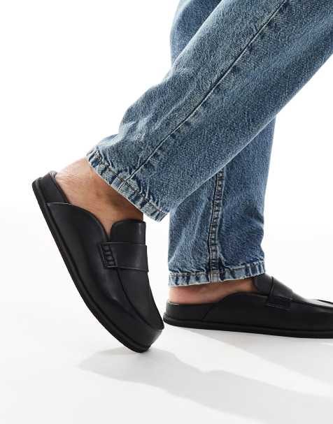 London Rebel Violet slip on mules in black - view 1