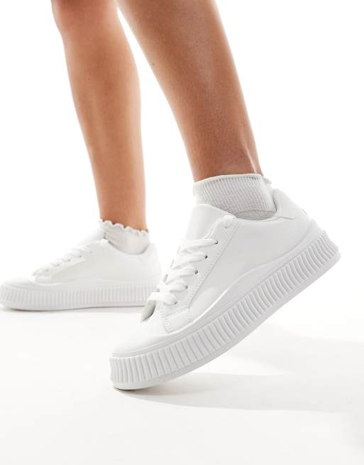 London Rebel – Vita sneakers med platåsula, 4 av 5
