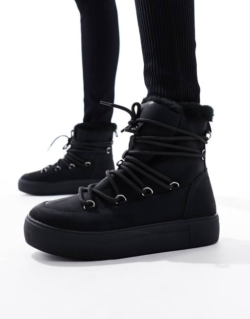 London Rebel – Wander-Schneestiefel in Schwarz