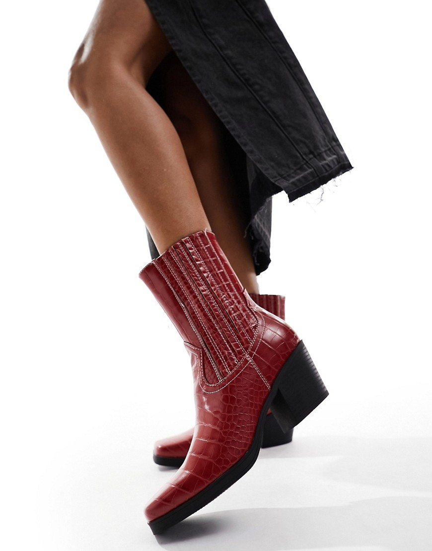 London Rebel western boots in red croc