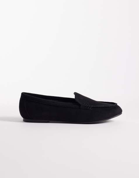 London Rebel Wide Fit Bailey loafers in black microsuede - view 1