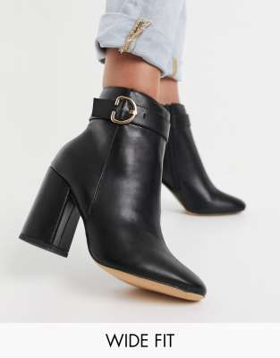 London Rebel wide fit block heel ankle 