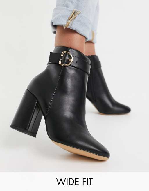 Black ankle boots with gold hot sale block heel