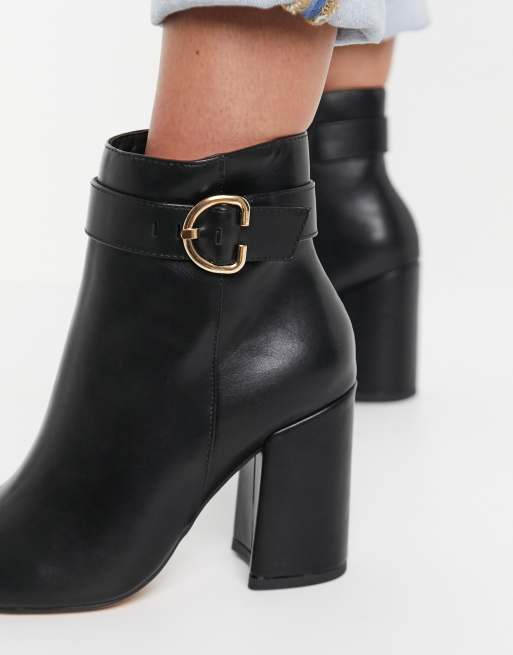 Black ankle boots store with gold buckles