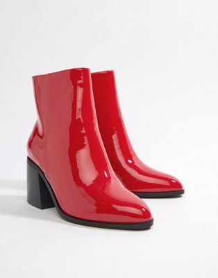red ankle boots wide fit