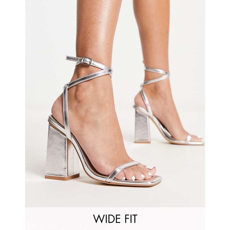 Asos silver outlet block heel sandals