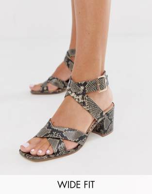 london rebel wide fit block heeled sandals