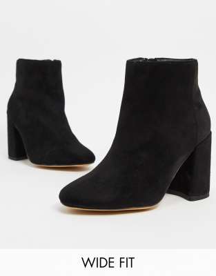 wide fit black heeled boots