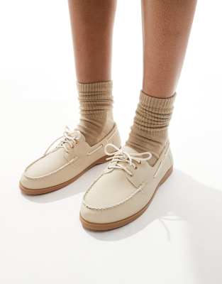 London Rebel Wide Fit - Bootsschuhe zum Schnüren in Taupe, weite Passform-Neutral