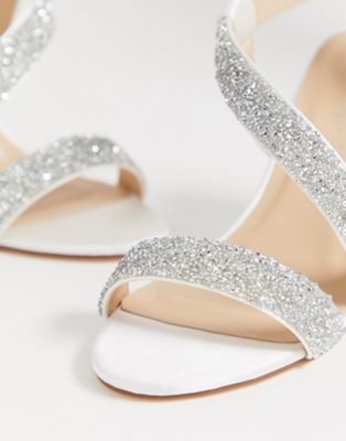 silver glitter block heel wedding shoes