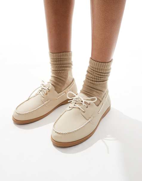 London Rebel Wide Fit – Brungrå seglarskor med snörning - view 1