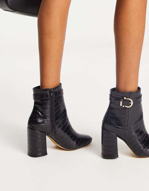 London Rebel Block Heeled Ankle Boots