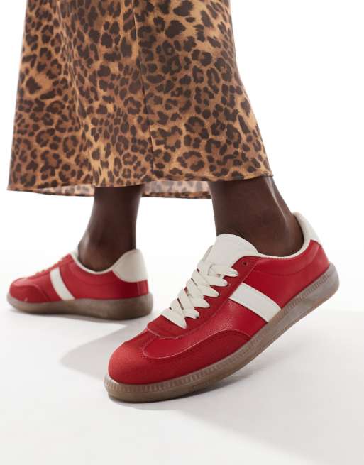 London Rebel Wide Fit - Cally - Baskets avec semelle en gomme - Rouge