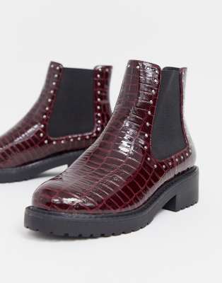 burgundy chunky boots