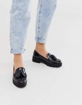 new look chunky croc loafer in black