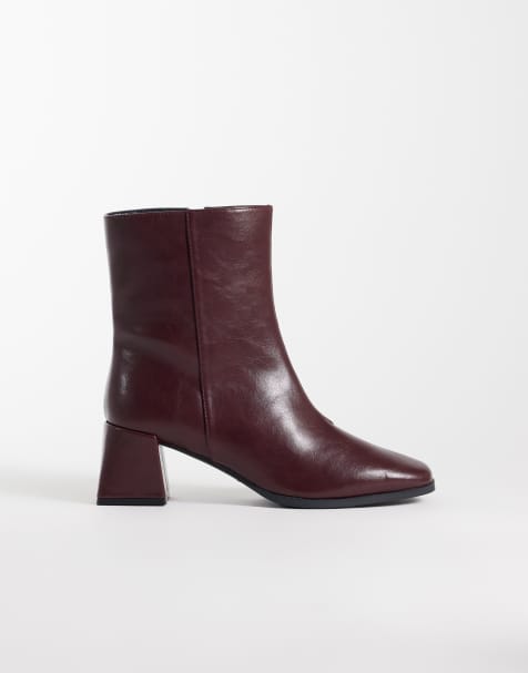 London Rebel Wide Fit Delta mid ankelboots i burgundy - view 1