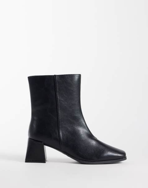 London Rebel Wide Fit Delta mid ankle boots in black - view 1