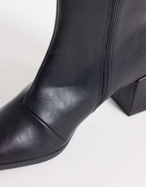 London Rebel Wide Fit Delta mid ankle boots in black, 2 of 4
