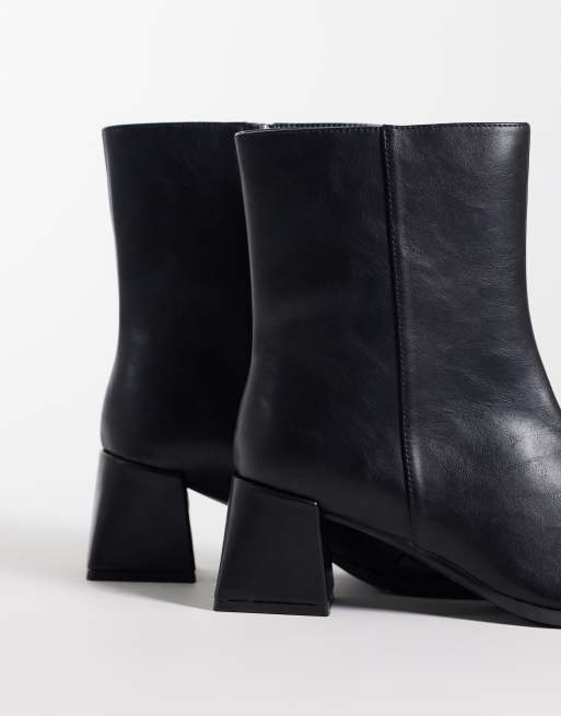 London Rebel Wide Fit Delta mid ankle boots in black, 3 of 4
