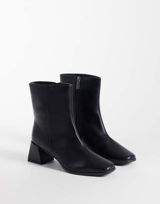 London Rebel Wide Fit Delta mid ankle boots in black, 4 of 4