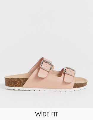 london rebel double buckle flat sandals