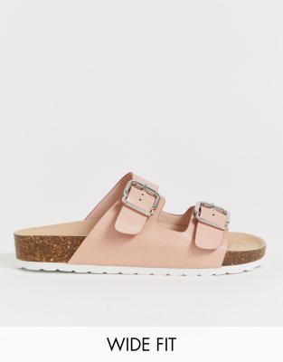 london rebel double buckle footbed sandals