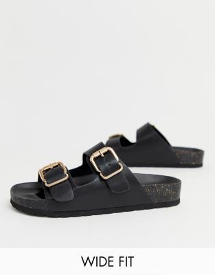 london rebel double buckle footbed sandals