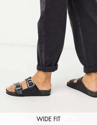 london rebel double buckle footbed sandals