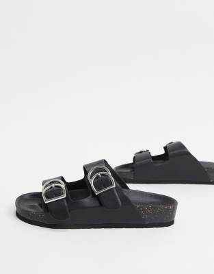 london rebel double buckle flat sandals