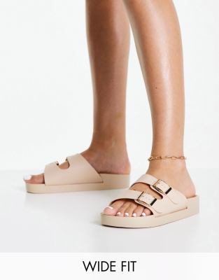 london rebel double buckle footbed sandals